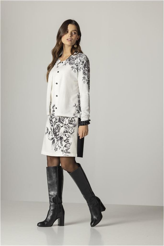 Maloka: Black Petals Buttoned Cardigan Side 1