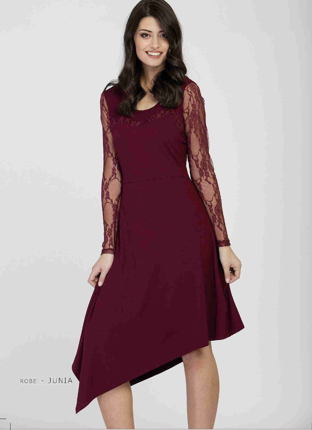 Maloka: Asymmetrical Cherry Lace Dress (Only Wine, Black & Titanium Left!)