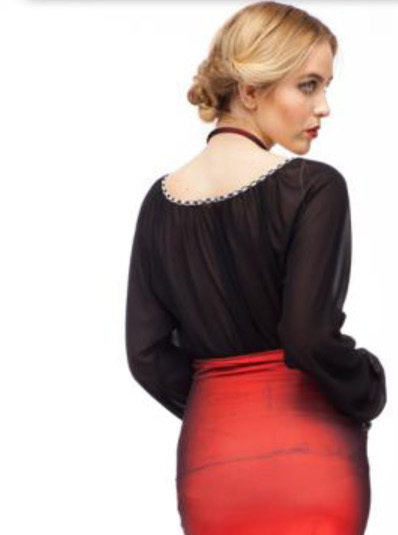 IPNG: Keyhole Tie Up Tunic Blouse (In Black & Wine, Ships Immed, 3 Left!)