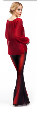 IPNG: Keyhole Tie Up Tunic Blouse (In Black & Wine, Ships Immed, 3 Left!)