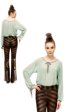 IPNG: Keyhole Tie Up Tunic Blouse (In Black & Wine, Ships Immed, 3 Left!)