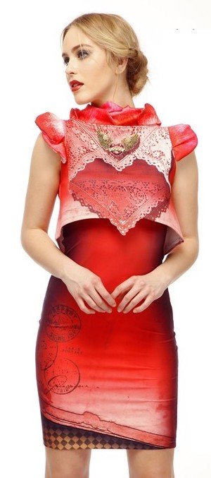 IPNG: Queen of Hearts Peplum Top with Fitted Skirt Illusion Set (2-Piece Or Buy Separately!)