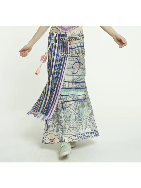 IPNG: Summery Pink Glowfish Asymmetrical Sketch Skirt