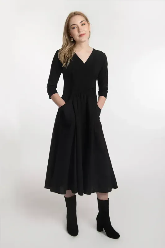 Luna Luz: Domingo 3/4 Sleeve Dress In Dusk