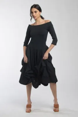 Luna Luz: 3/4 Sleeves Belleza Dress With Ties In Dusk