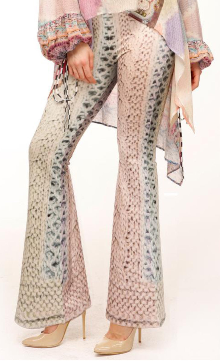 IPNG: Pastel Color Block Flare Knit Illusion Pants