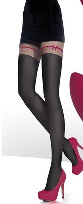 Fiore: Little Wine Red Bow Opaque Tights