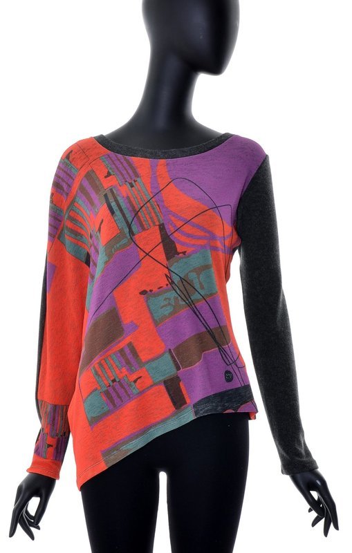 Volt Design: Asymmetrical Purple Pop Abstract Art Tunic