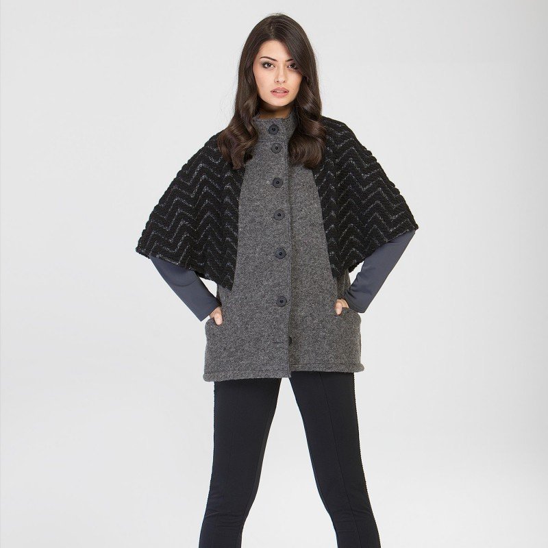 Maloka: Jacquard Wool Buttoned Down Shawl Vest (Non Itchy: Boiled Wool, Few Left & More Colors!) MK_MAIRI_N1