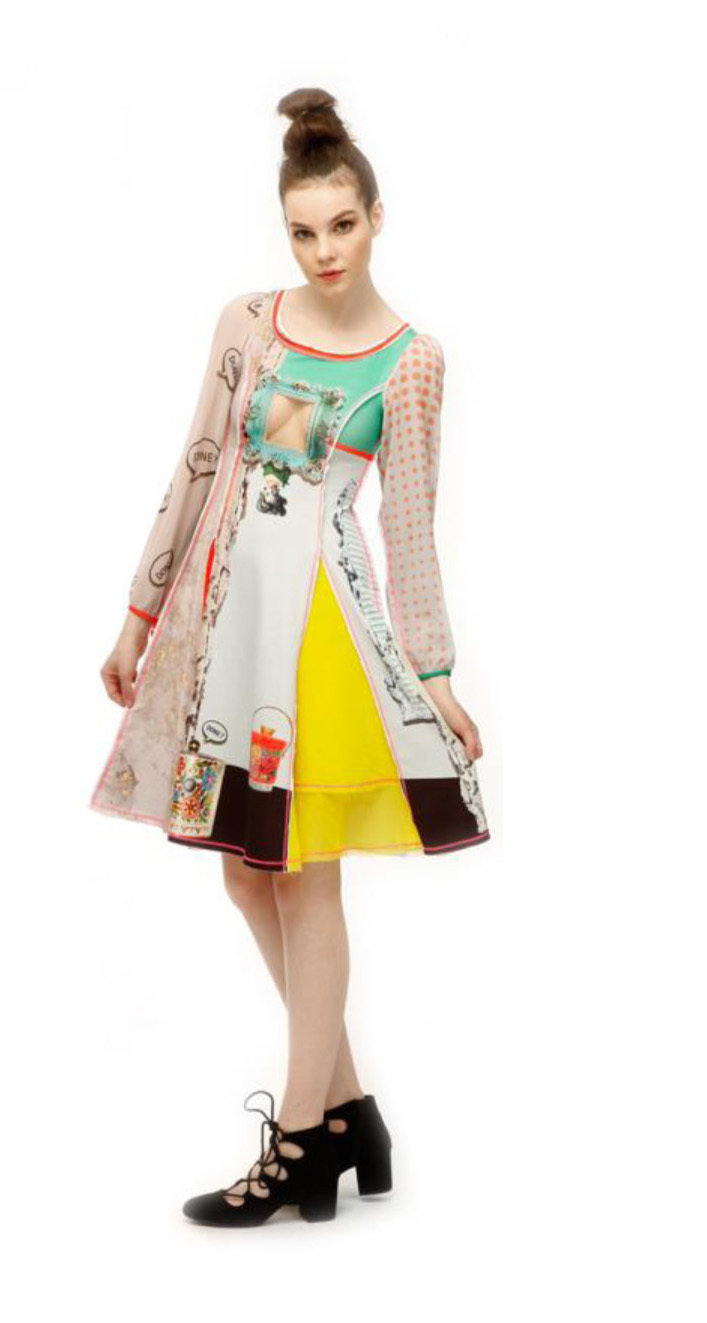 IPNG: Framed Decolletage Whimsical Colorblock A-line dress