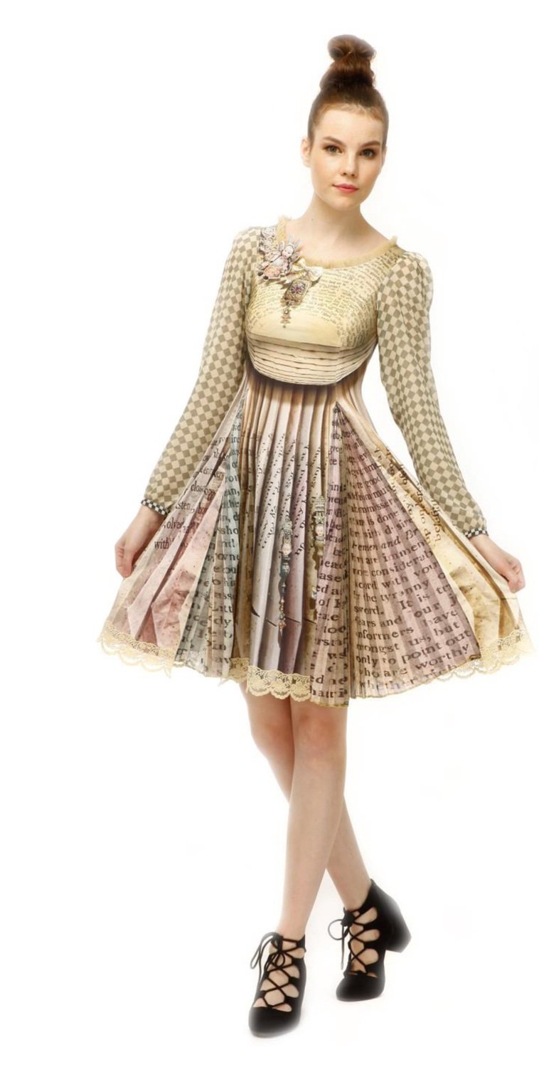 IPNG: Whimsical 3D Pages of Champagne Truffles Illusion Dress