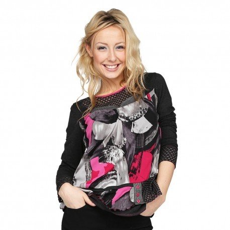 S&#39;Quise Paris: Pink Paint Swivel Hem Tunic SOLD OUT