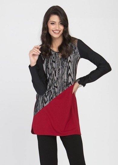 Maloka: Elegant Color Block Jacquard Long Tunic SOLD OUT