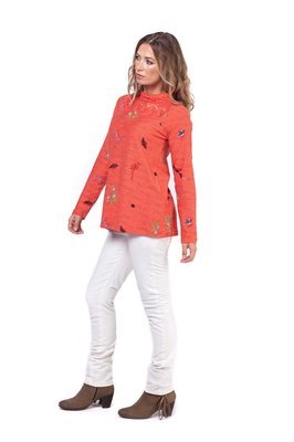 Savage Culture: Pink Orange Dragon Fly Fit &amp; Flare Sweater Tunic Cecile