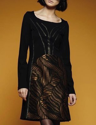 Save The Queen Italy: Black Gold Embroidered Jacquard Dress (1 Left!)