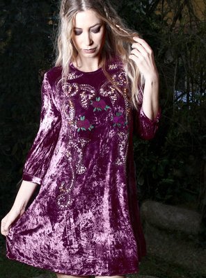 Savage Culture: Purple Orchid Velvety Finish Short Dress/Tunic Doris