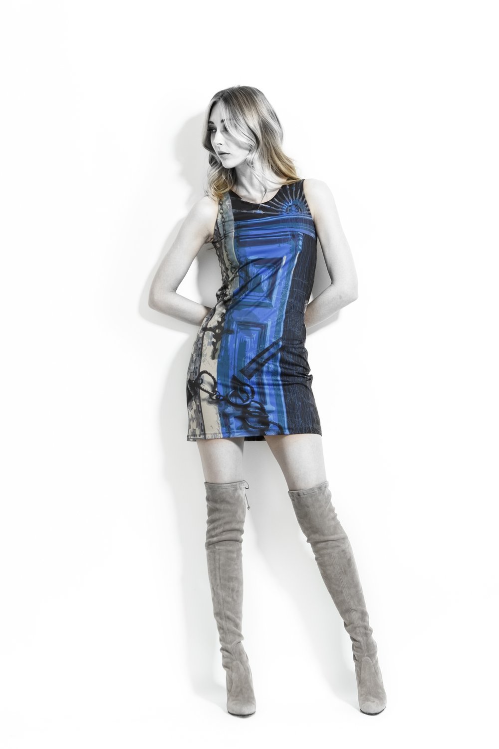 Volt Design: Riddle Me This Indigo Visual Illusion Art Dress SOLD OUT