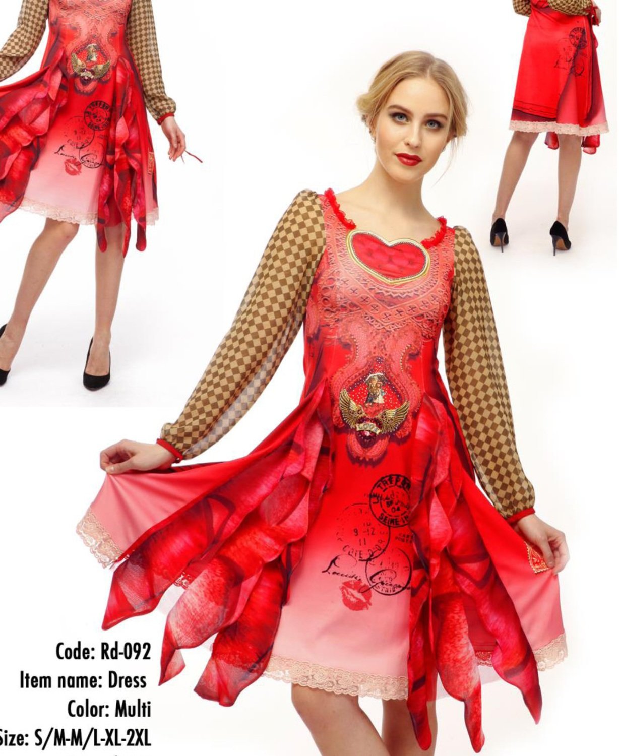 IPNG: Queen Of Hearts Asymmetrical Hanging Petals Dress