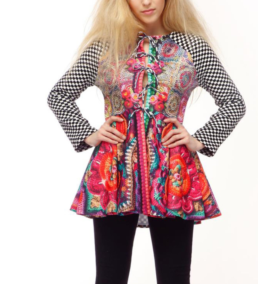 IPNG: Rosette Knit Illusion Tie Up Jacket