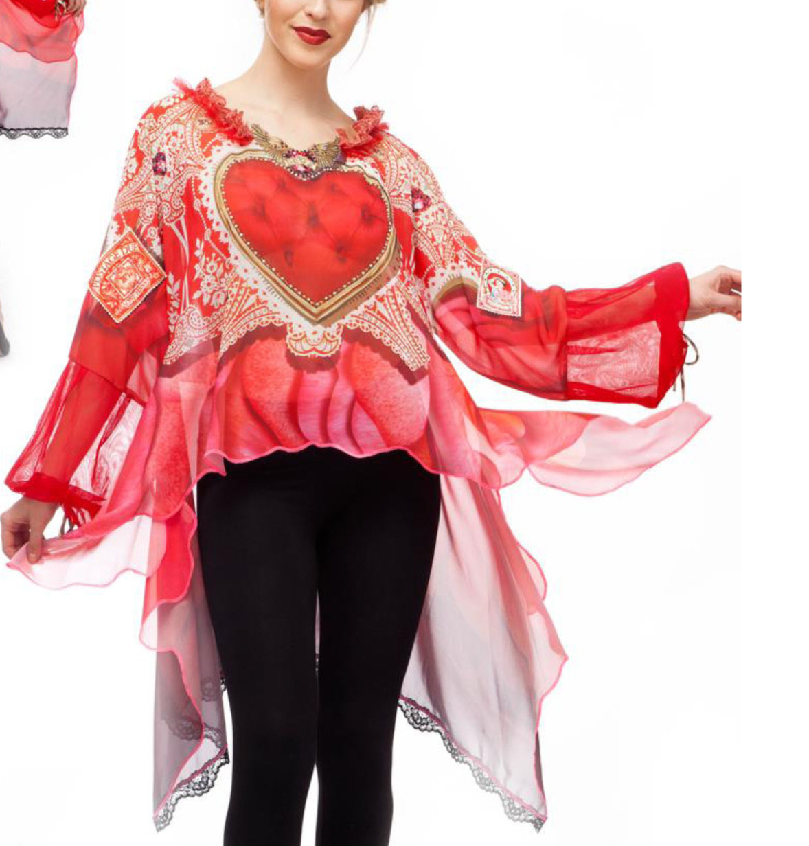 IPNG: Hearts & Daggers Rose Petal Asymmetrical Tunic