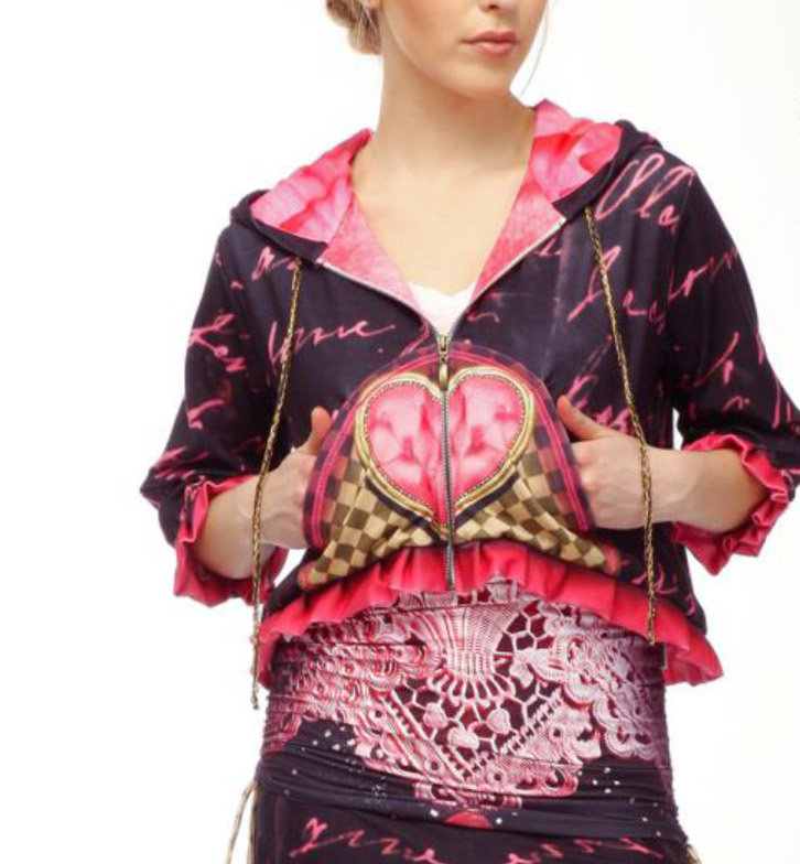 IPNG: Heart &amp; Daggers Ruffled Illusion Zip Up Jacket SOLD OUT