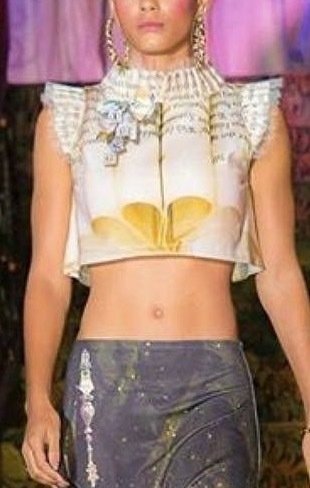 IPNG: Whimsical 3D Pages of Champagne Truffles Illusion Crop Top (Ships Immed, 1 Left!)