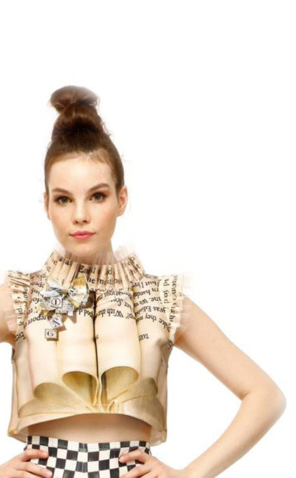 IPNG: Whimsical 3D Pages of Champagne Truffles Illusion Crop Top (Ships Immed, 1 Left!) IPNG_PDABM-073_N1