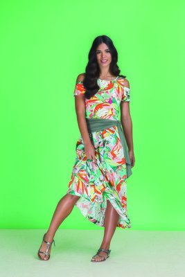 Paul Brial: Tropical Champagne Art Cold Shoulder Maxi Dress Paul Brial: Tropical Champagne Art Cold Shoulder Maxi Dress