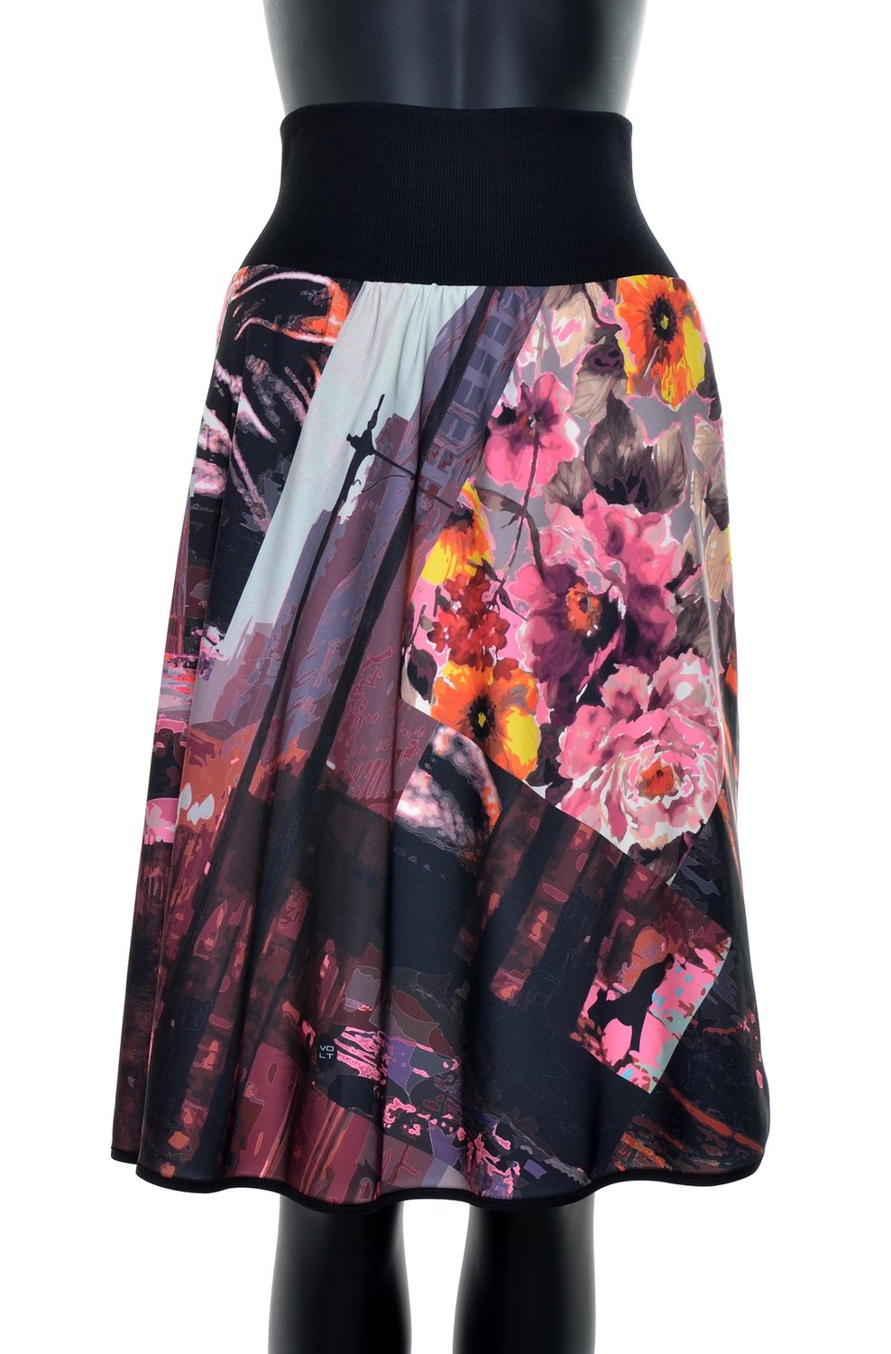 Volt Design: City Of Pink Roses Optical Illusion Art Midi Skirt SOLD OUT