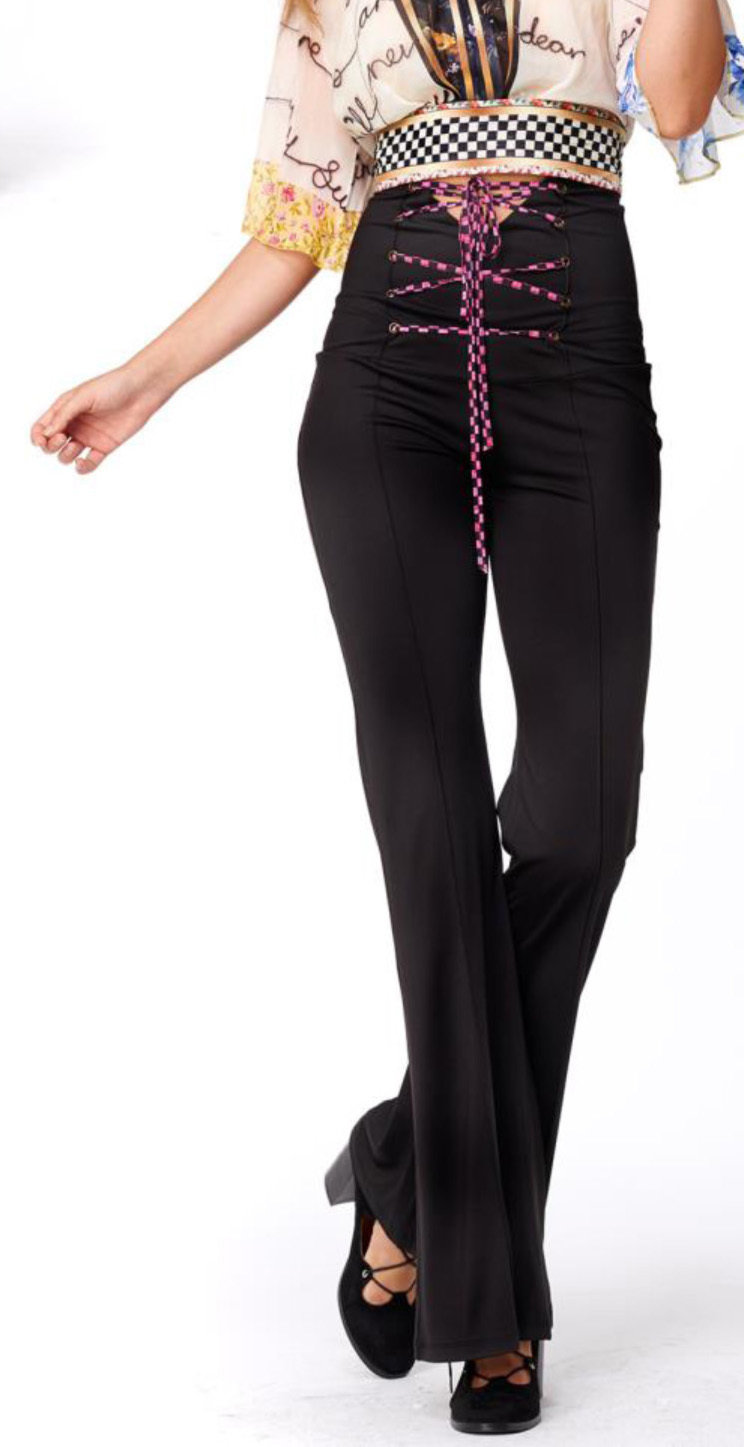 IPNG: Corset Tied High Waisted Flare Pant (Ships Immed in Pink Ties, 2 Left!)