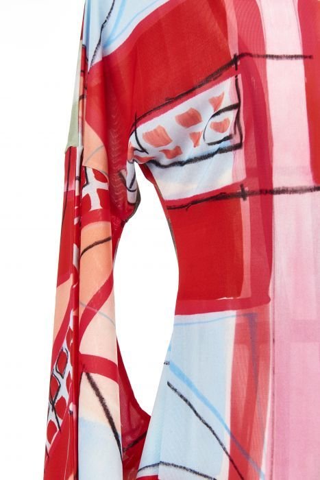 Save The Queen: Rose Garden Abstract Art Kimono Midi Dress