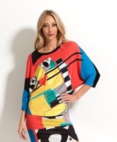 Volt Design: Cutie Kitty Asymmetrical Art Illusion Linen Tunic SOLD OUT