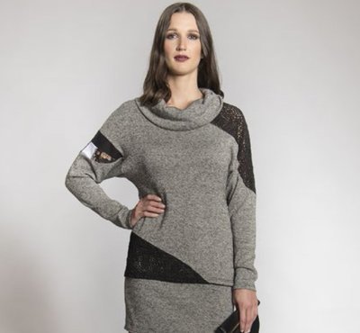 Myco Anna: Eco-Cotton Asymmetrical Patchwork Sweater