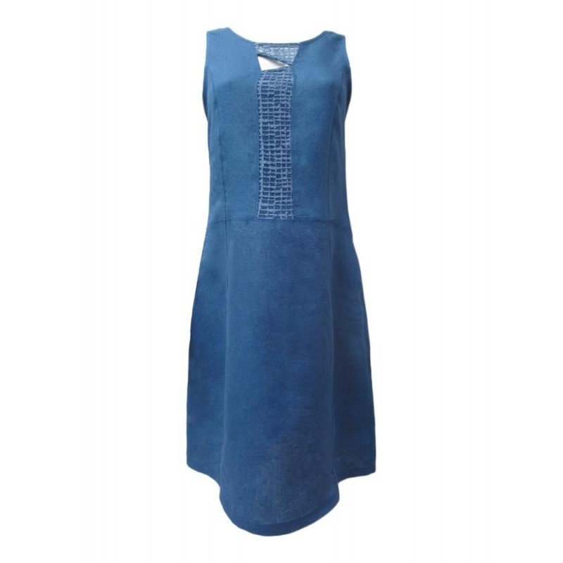 Maloka: Blue Crystal Bodice Linen Dress (Few Left!)