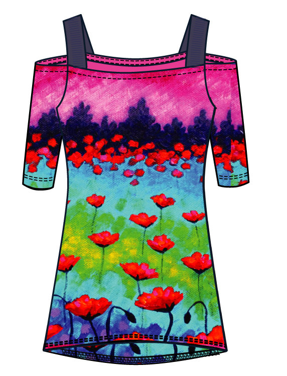 Simply Art Dolcezza: Fuschia Pink Indigo Cold Shoulder Art Tunic SOLD OUT
