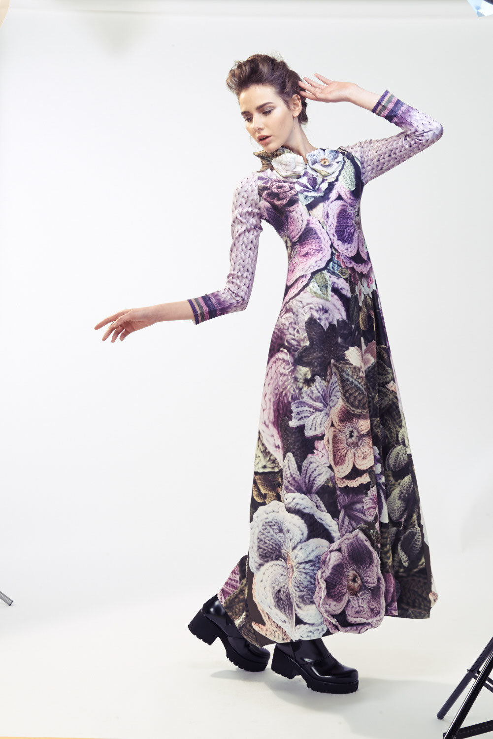 IPNG: Purple Flower Patch Knit Illusion Maxi Dress SOLD OUT