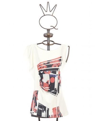 Save The Queen: Asymmetrical Ruffled Cap Sleeve Tunic STQ_6573