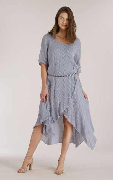 Luna Luz: Romantic Linen Gauze Faux Wrap Asymmetrical Dress SOLD OUT