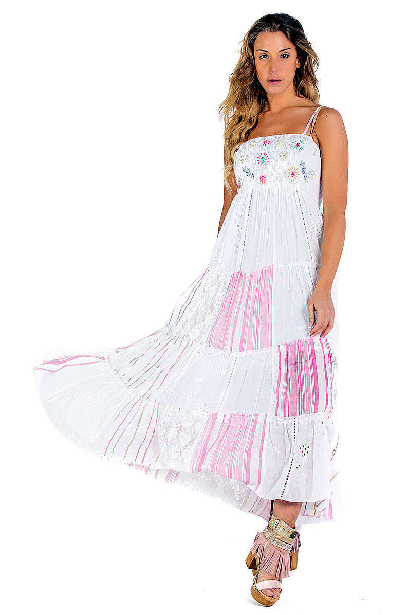 Savage Culture: Fuchsia Daisies Embroidered Maxi Dress SOLD OUT