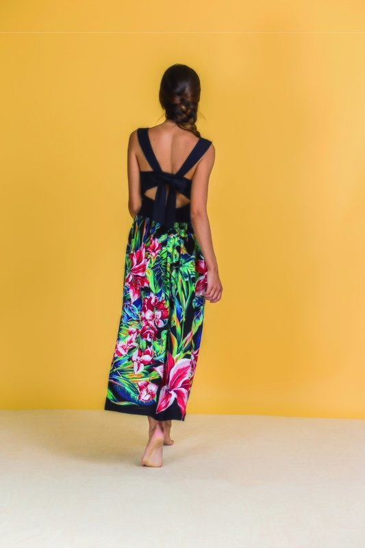 Paul Brial: Pleated Bow Back Cutout Maxi Dress