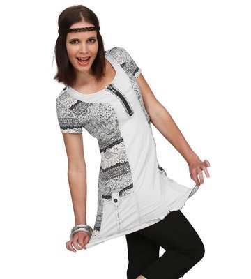 S'Quise Paris: Cupcake Arabesque Print Peek-A-Boo Crinkled Tunic