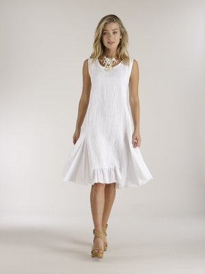 Luna Luz: Ruffled Linen Rib Knit Flared Sundress