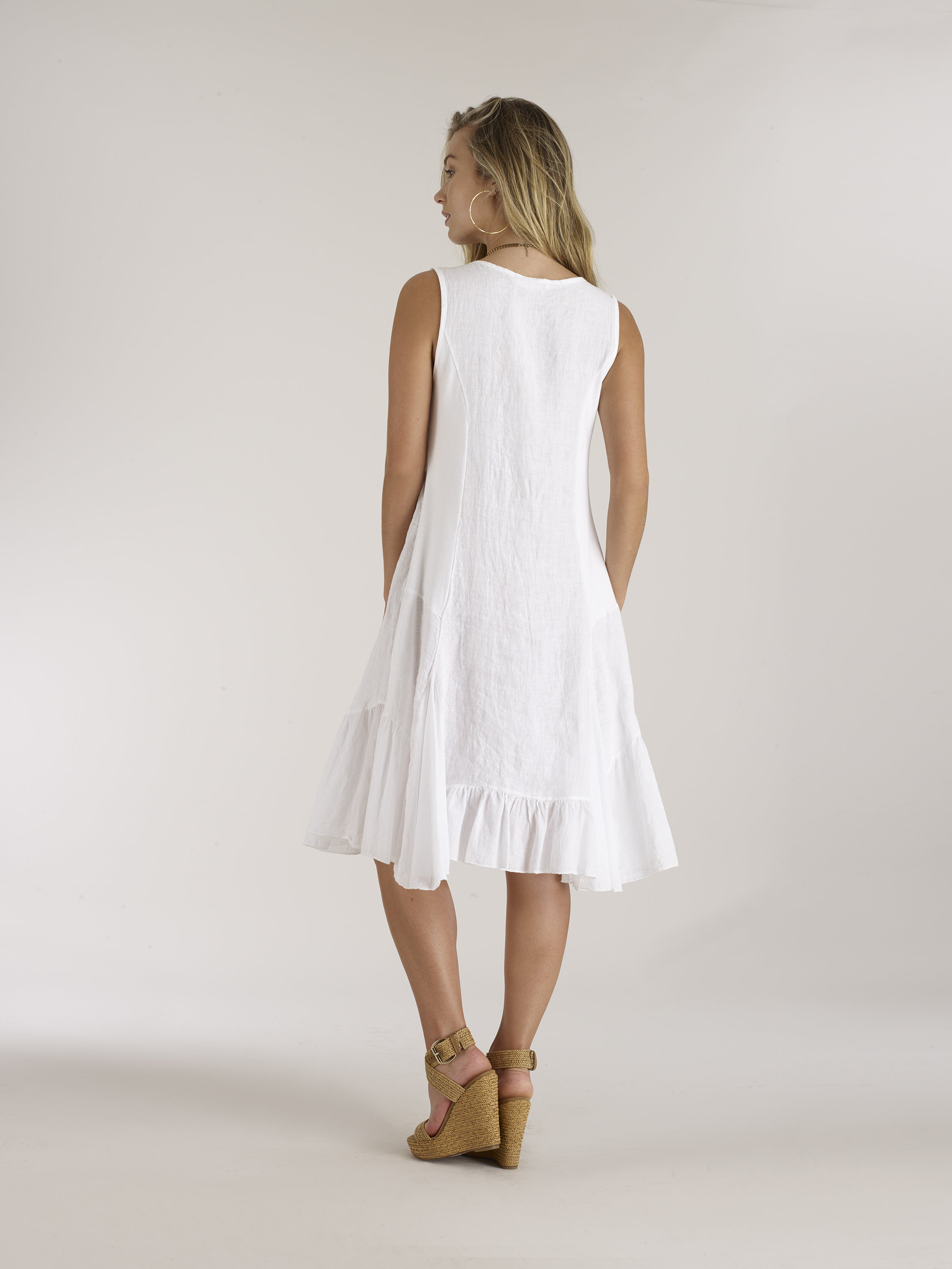 Luna Luz: Ruffled Linen Rib Knit Flared Sundress (1 Left in Zest!)