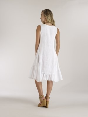 Luna Luz: Ruffled Linen Rib Knit Flared Sundress