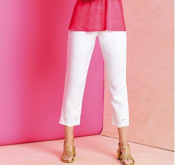 Maloka: Elegant Petal Embroidered Cropped Linen Pant (More Colors!)