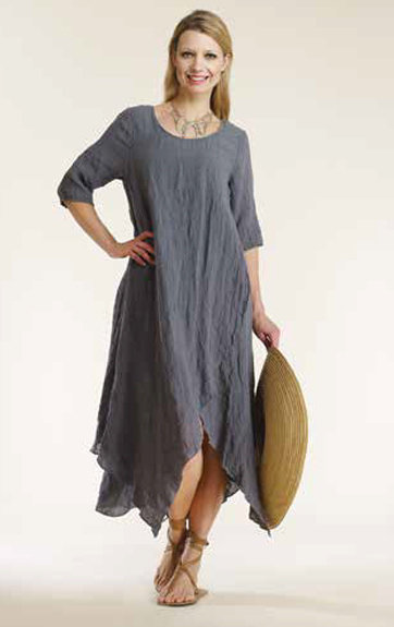 Luna Luz: Linen Gauze Swing Faux Wrap Dress SOLD OUT LL_784