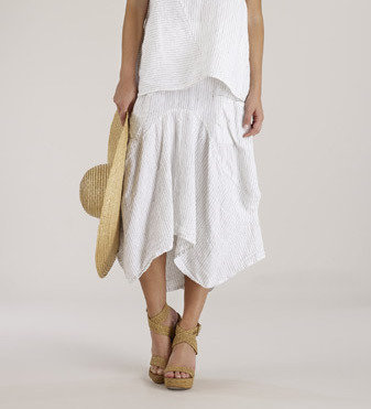 Luna Luz: Side Pocket Swivel Linen Striped Skirt SOLD OUT