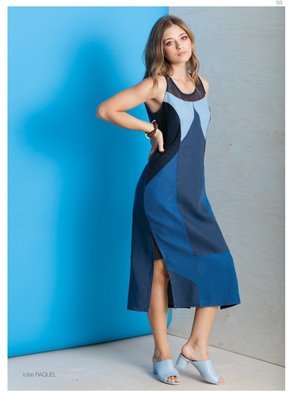 Maloka: Blue Colorblock Linen Denim Maxi Shift Dress Maloka: Blue Colorblock Linen Denim Maxi Shift Dress