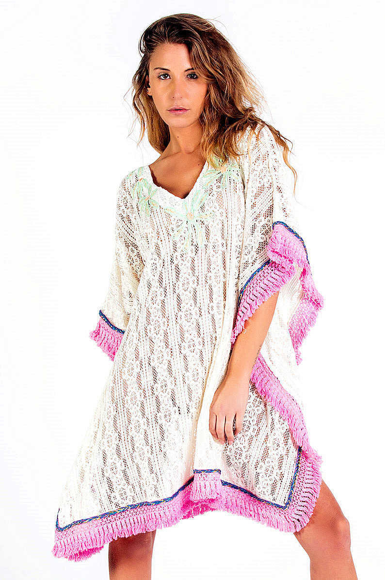 Savage Culture: Wispy Pink Soft Cotton Beach Poncho/Cover Up Dress