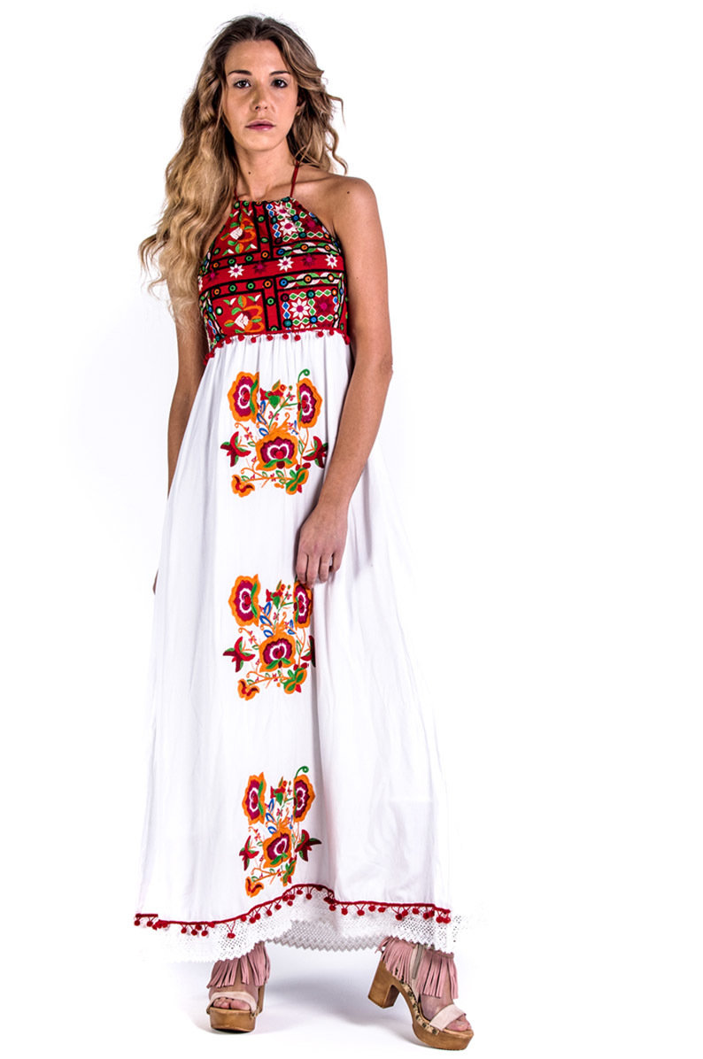 Savage Culture: Red Butterfly High Waisted Maxi Sundress Naples